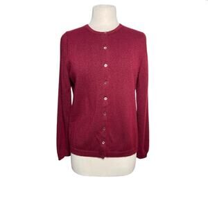 PURE COLLECTION Women’s Burgundy Metallic Button Up Cashmere Cardigan